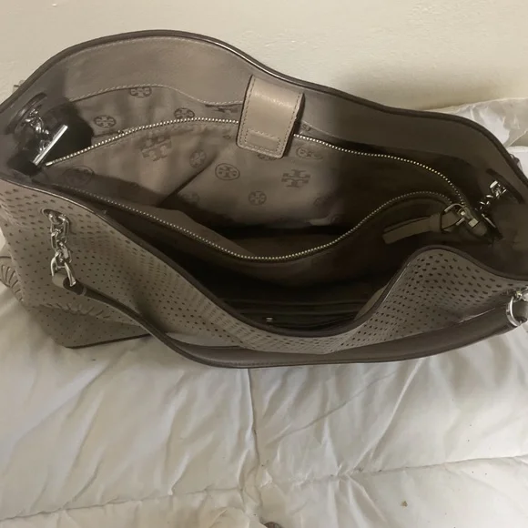 Tory Burch tan grayish shoulder handbag - Picture 7 of 8